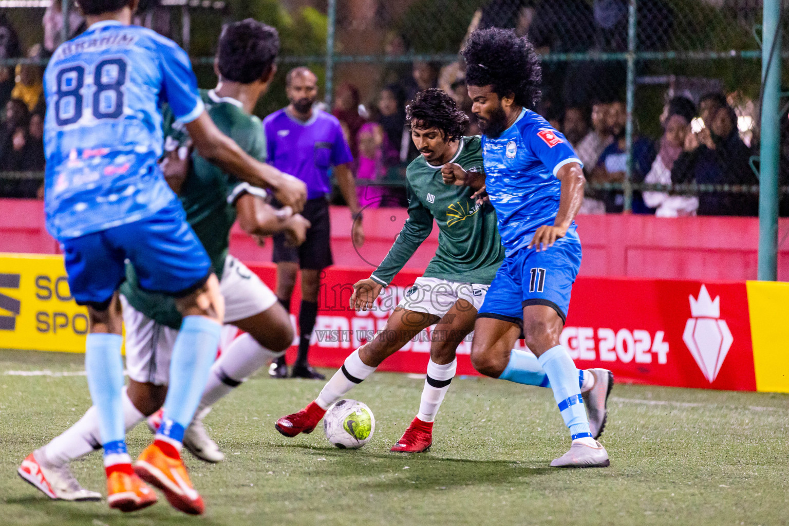 N Miladhoo vs N Maafaru in Day 6 of Golden Futsal Challenge 2024 was held on Saturday, 20th January 2024, in Hulhumale', Maldives Photos: Hassan Simah / images.mv