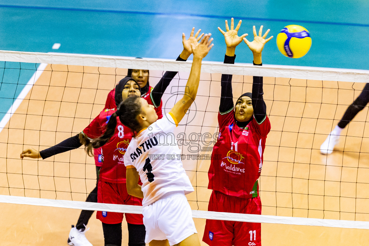 Sri Lanka vs Maldives in Semi Final of CAVA U20 Woman's Volleyball Championship 2024 was held in Social Center, Male', Maldives on 22nd July 2024. Photos: Nausham Waheed / images.mv