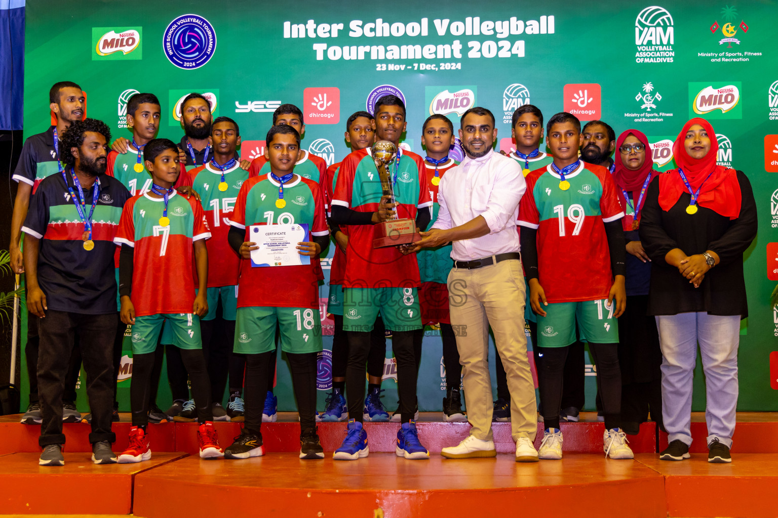 Finals of Interschool Volleyball Tournament 2024 was held in Social Center at Male', Maldives on Friday, 6th December 2024. Photos: Nausham Waheed / images.mv