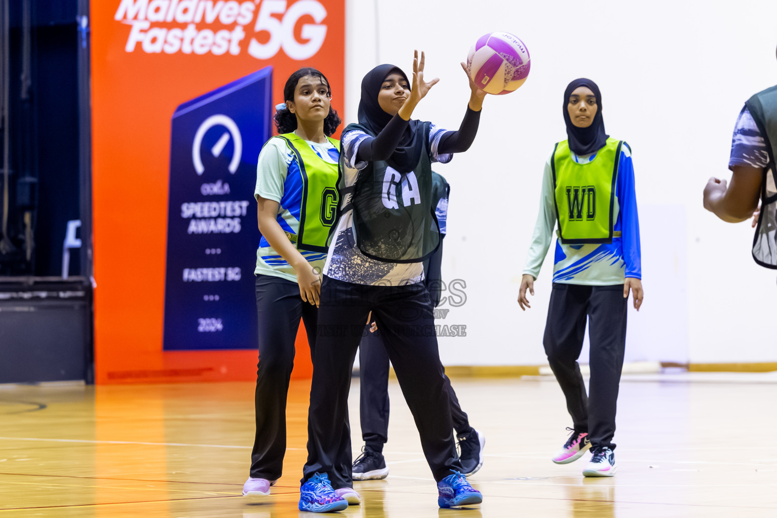 SC Skylark vs United Unity SC in Day 4 of 24th Milo Netball Association Championship held in Social Center at Male', Maldives on Thursday, 4th September 2025. Photos: Nausham Waheed / images.mv