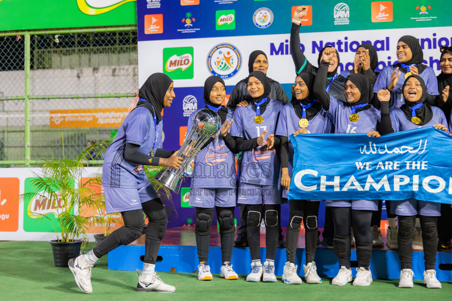Villingili Z Jamiyya vs Club Volleyball in the Finals of Milo National Junior Volleyball Championship 2025 Woman's Division was held on Sunday, 30th November 2025 at Ekuveni Turf Court Male', Maldives. Photos: Areef Adam / images.mv