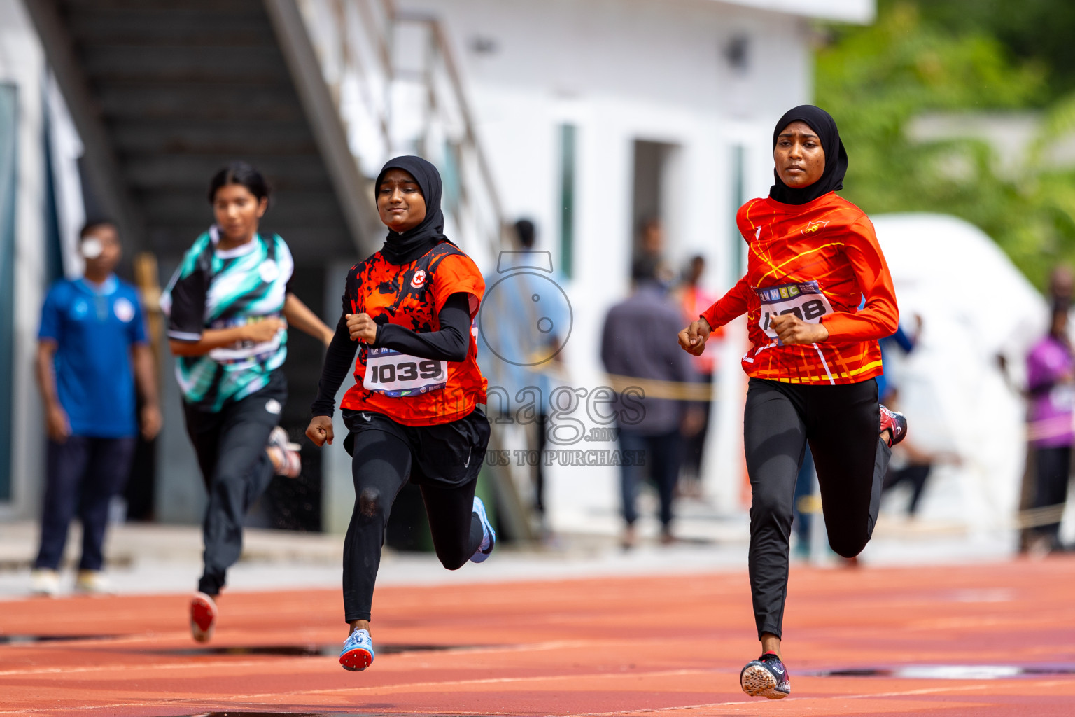 Day 1 of MWSC Interschool Athletics Championships 2024 held in Hulhumale Running Track, Hulhumale, Maldives on Saturday, 9th November 2024. 
Photos by: Ismail Thoriq / images.mv