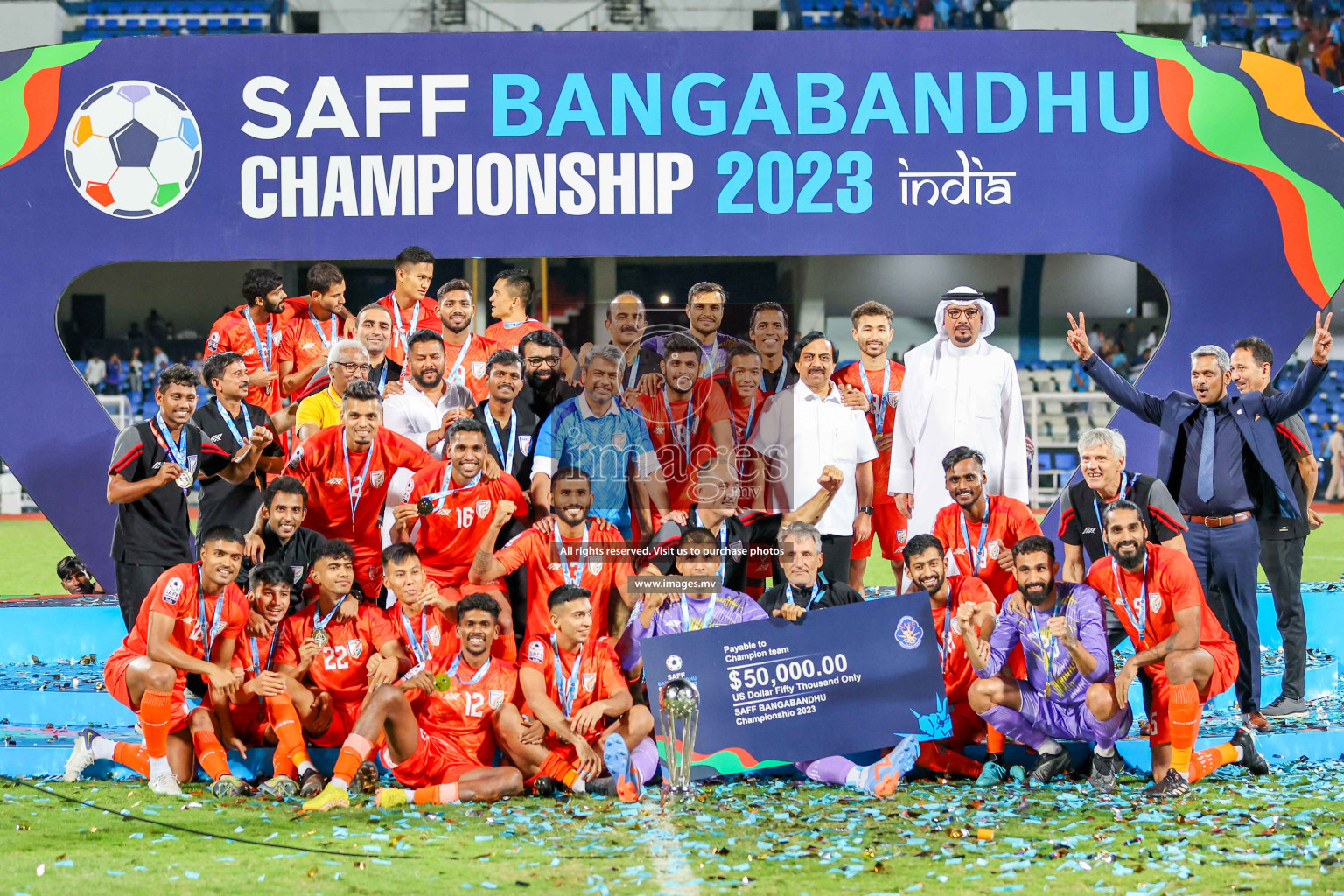 Kuwait vs India in the Final of SAFF Championship 2023 held in Sree Kanteerava Stadium, Bengaluru, India, on Tuesday, 4th July 2023. Photos: Nausham Waheed / images.mv