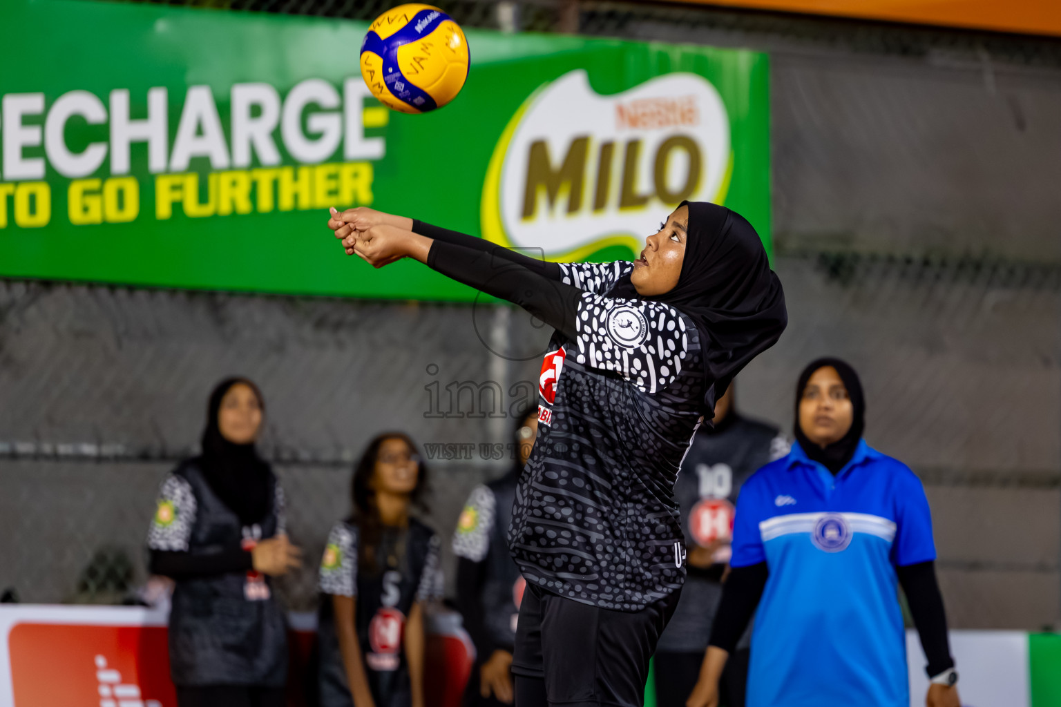 Goodies Sports Club vs Club Volleyball in Milo National Junior Volleyball Championship 2025 Day 4 was held on Tuesday, 25th November 2025 at Ekuveni Turf Court Male', Maldives. Photos: Nausham Waheed / images.mv
