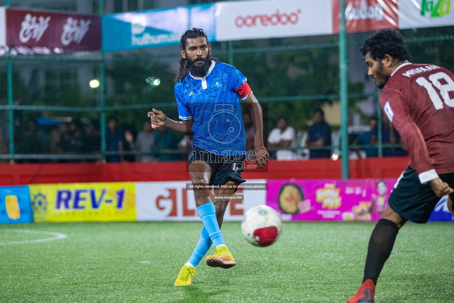 R. Alifushi vs R. Innamaadhoo in Day 7 of Golden Futsal Challenge 2023 on 11 February 2023 in Hulhumale, Male, Maldives