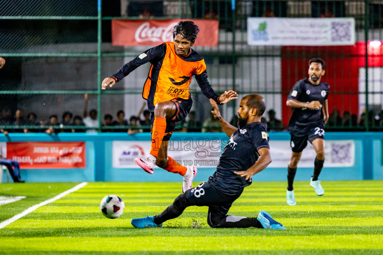 Dee Cee Jay SC vs Much Black in Semi Final of Laamehi Dhiggaru Ekuveri Futsal Challenge 2024 was held on Monday, 29th July 2024, at Dhiggaru Futsal Ground, Dhiggaru, Maldives Photos: Nausham Waheed / images.mv