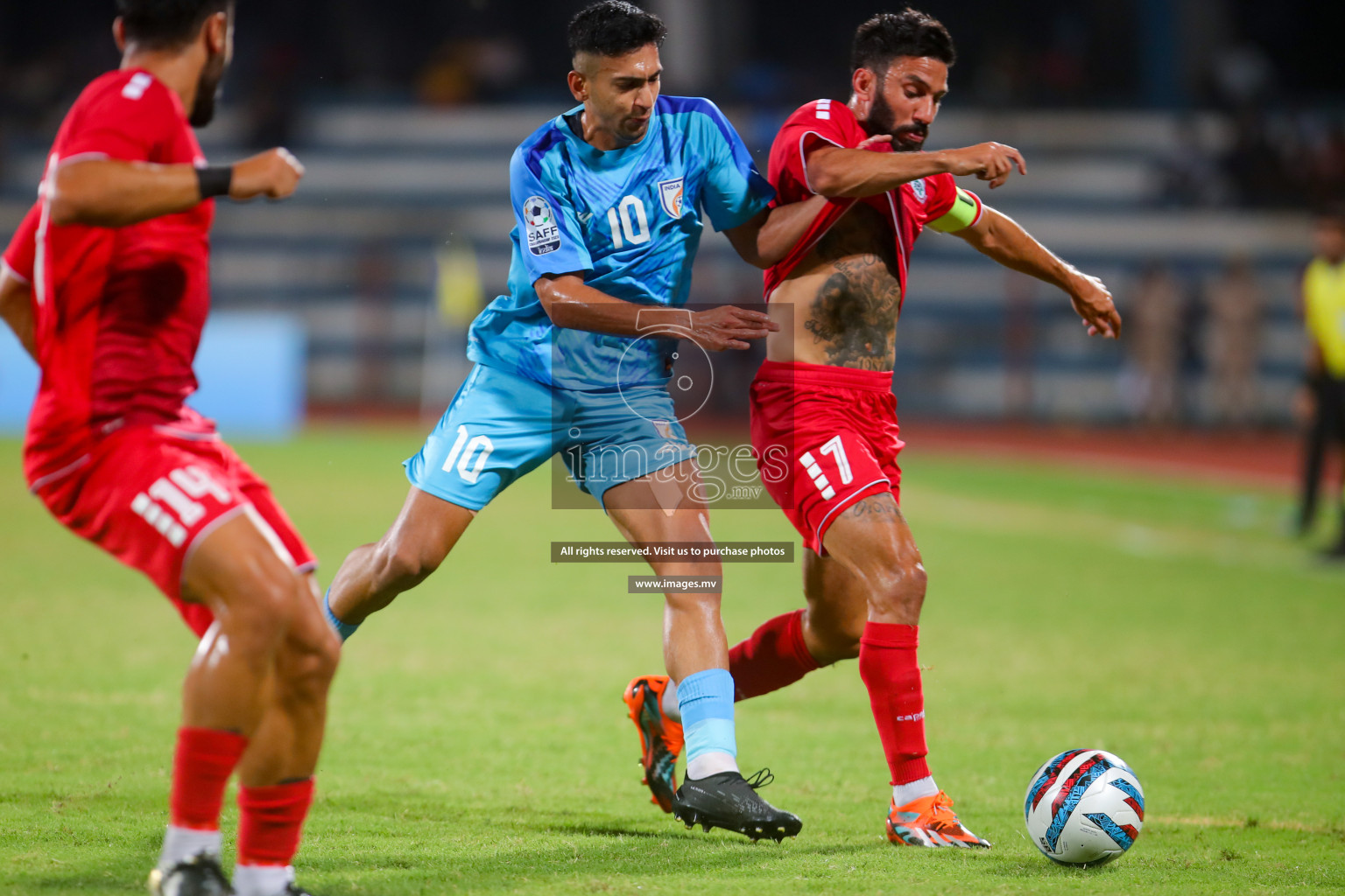 Lebanon vs India in the Semi-final of SAFF Championship 2023 held in Sree Kanteerava Stadium, Bengaluru, India, on Saturday, 1st July 2023. Photos: Nausham Waheed, Hassan Simah / images.mv