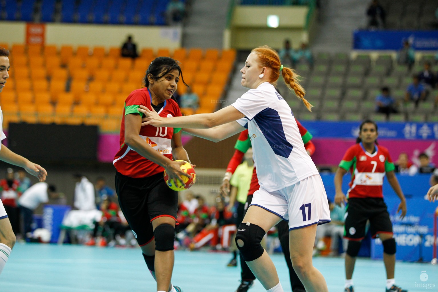 Maldivian handball team in Asian Games 2014 in Incheon, South Korea (Images.mv Photo/ Hussain Sinan).