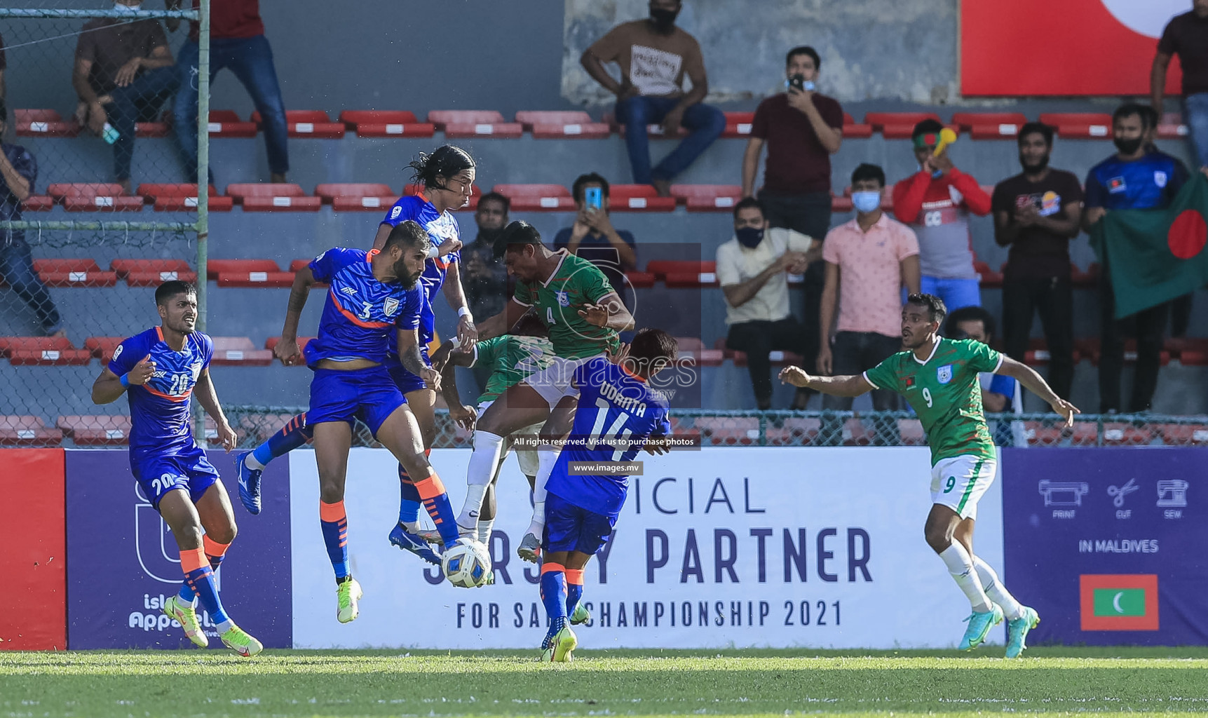 Bangladesh vs India in SAFF Championship 2021 held on 1st October 2021 in Galolhu National Stadium, Male', Maldives