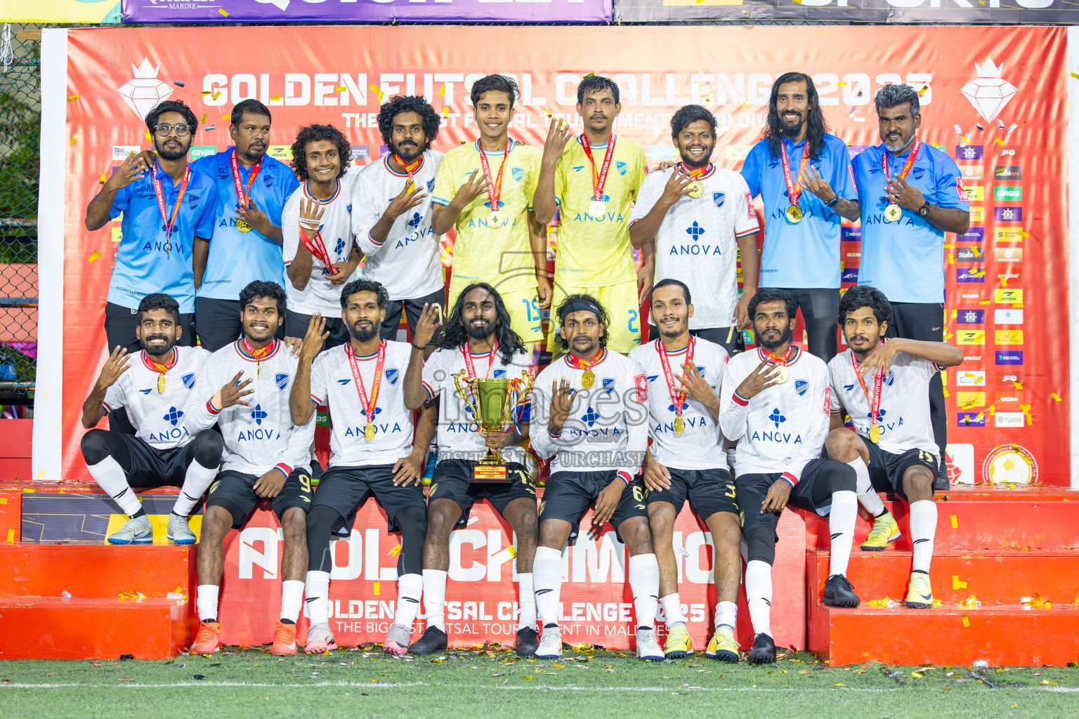 Dh Maaenboodhoo vs Dh Kudahuvadhoo in Dhaalu Atoll Finals in Day 25 of Golden Futsal Challenge 2025 was held on Wednesday , 28th January 2025, in Hulhumale', Maldives. Photos: Ismail Thoriq / images.mv