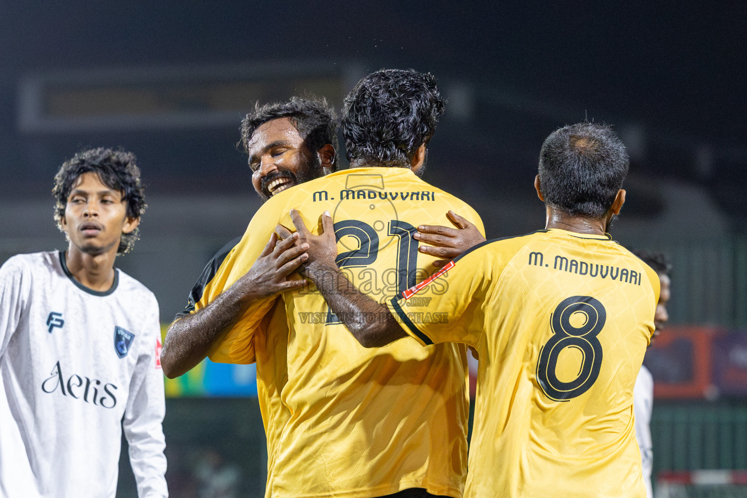 M. Veyvah vs M. Maduvvari in Day 12 of Golden Futsal Challenge 2025 was held on Thursday, 16th January 2025, in Hulhumale', Maldives Photos: Mohamed Mahfooz Moosa / images.mv