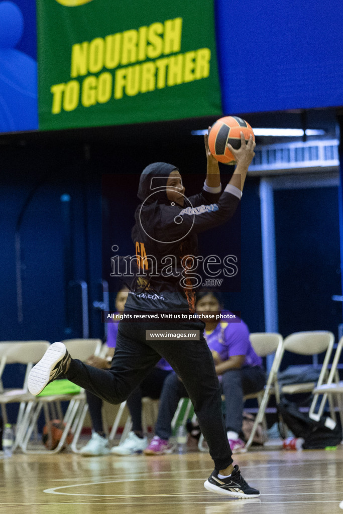 Club Matrix vs Youth United Sports Club in the Milo National Netball Tournament 2022 on 19 July 2022, held in Social Center, Male', Maldives. Photographer: Shuu / Images.mv