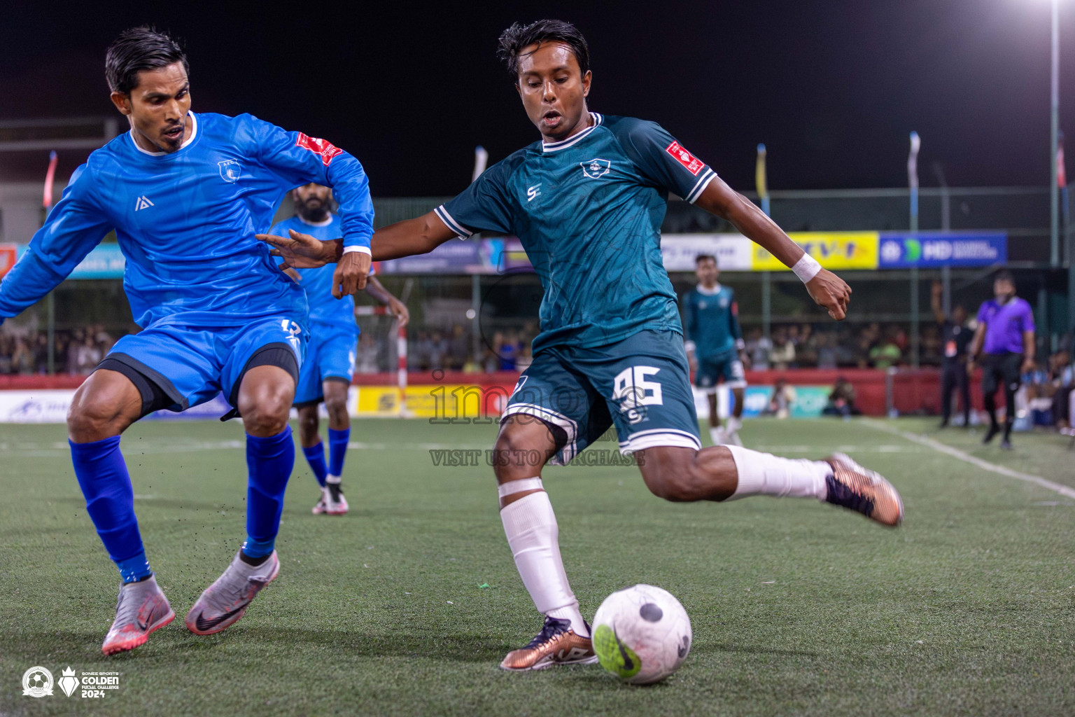 R Dhuvaafaru vs R Alifushi in Day 18 of Golden Futsal Challenge 2024 was held on Thursday, 1st February 2024, in Hulhumale', Maldives Photos: Mohamed Mahfooz Moosa, / images.mv