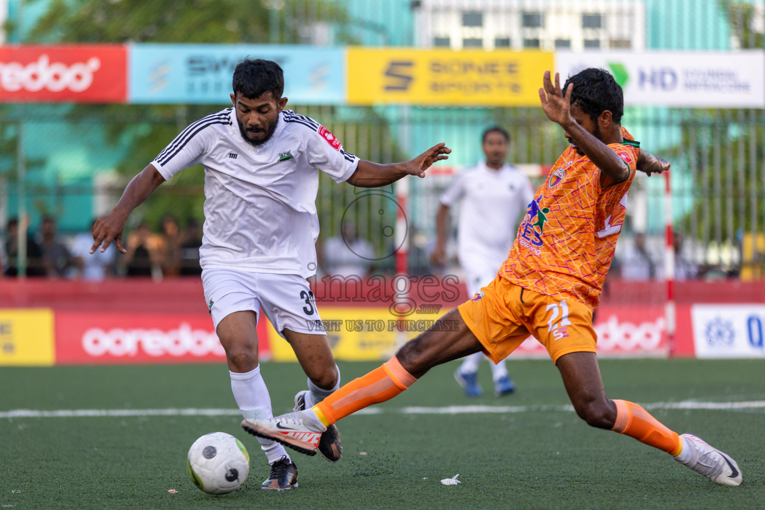 GA Dhaandhoo vs GA Maamendhoo in Day 5 of Golden Futsal Challenge 2024 was held on Friday, 19th January 2024, in Hulhumale', Maldives Photos: Mohamed Mahfooz Moosa / images.mv