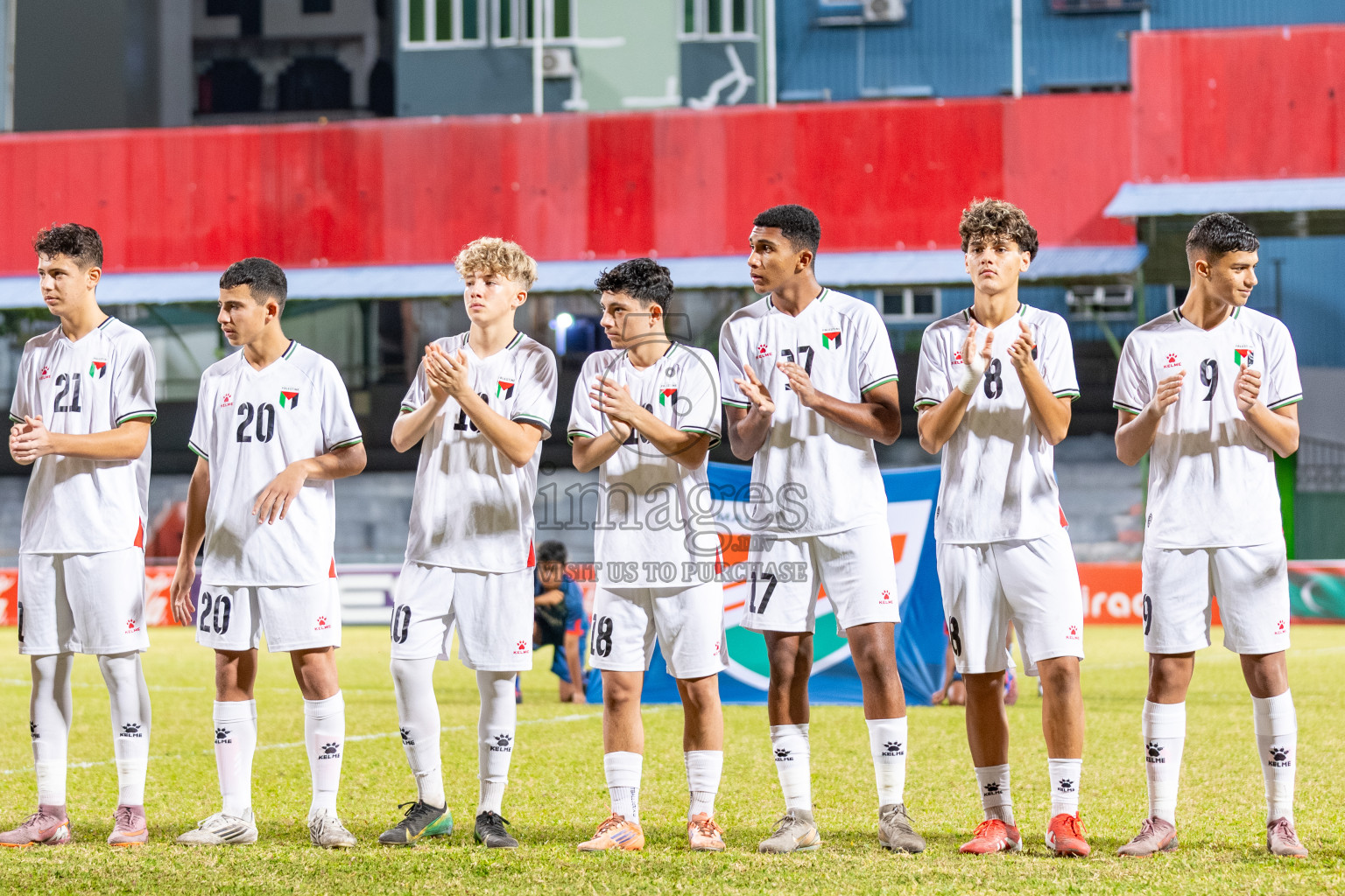 Maldives vs Palestine in the second under 17 friendly held in National Football Stadium, Male', Maldives on Saturday, 15 November 2025. 
Photos: Mohamed Mahfooz Moosa / Images.mv