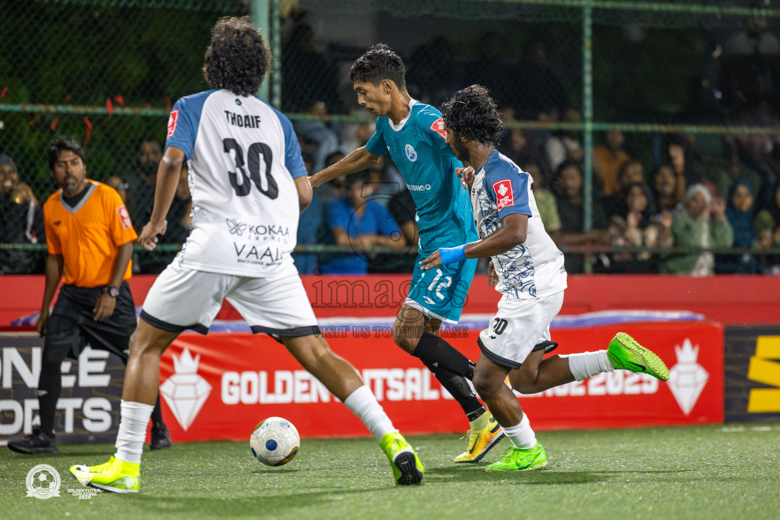 V. Fulidhoo vs V. Felidhoo in Day 12 of Golden Futsal Challenge 2025 was held on Thursday, 16th January 2025, in Hulhumale', Maldives Photos: Mohamed Mahfooz Moosa / images.mv