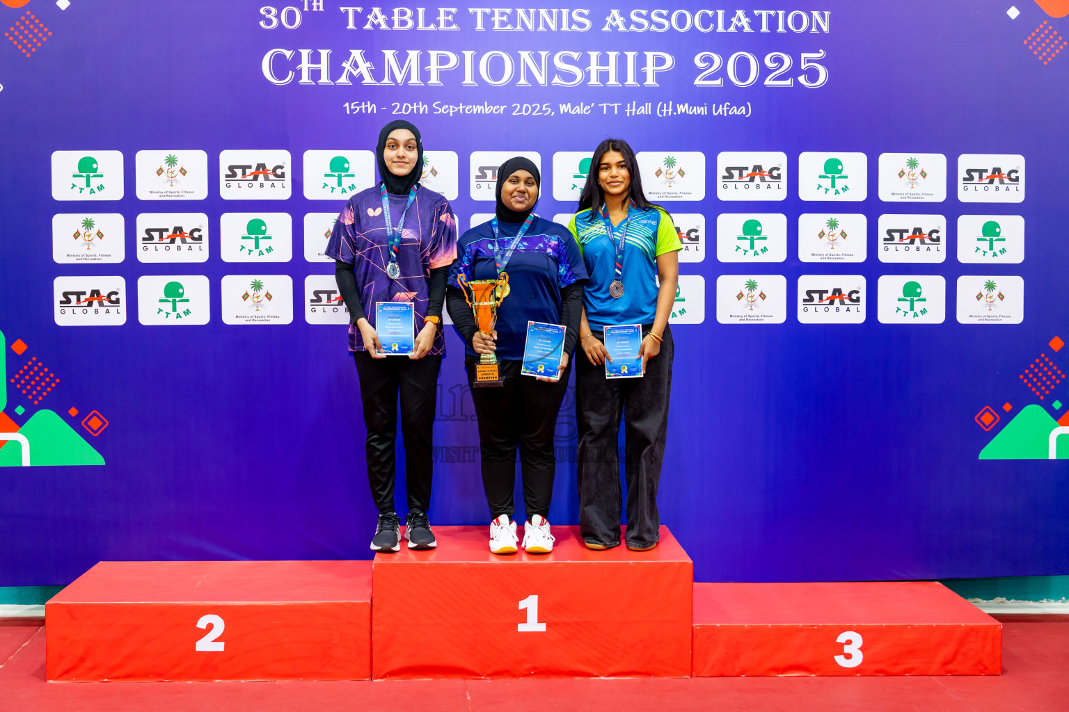 Finals of 30th Table Tennis Association Championship 2025 was held on Saturday, 20th September 2025 in Male' TT Hall, Male', Maldives. Photos: Nausham Waheed / images.mv