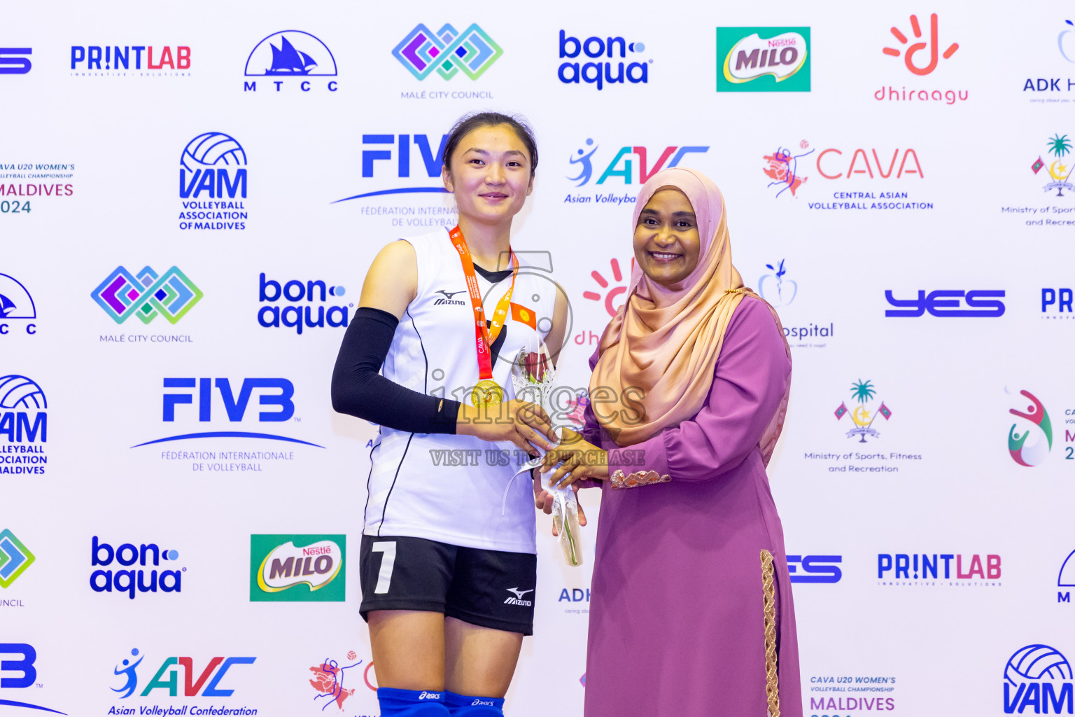 Kyrgyzstan vs Sri Lanka in Final of CAVA U20 Woman's Volleyball Championship 2024 was held in Social Center, Male', Maldives on 23rd July 2024. Photos: Nausham Waheed / images.mv