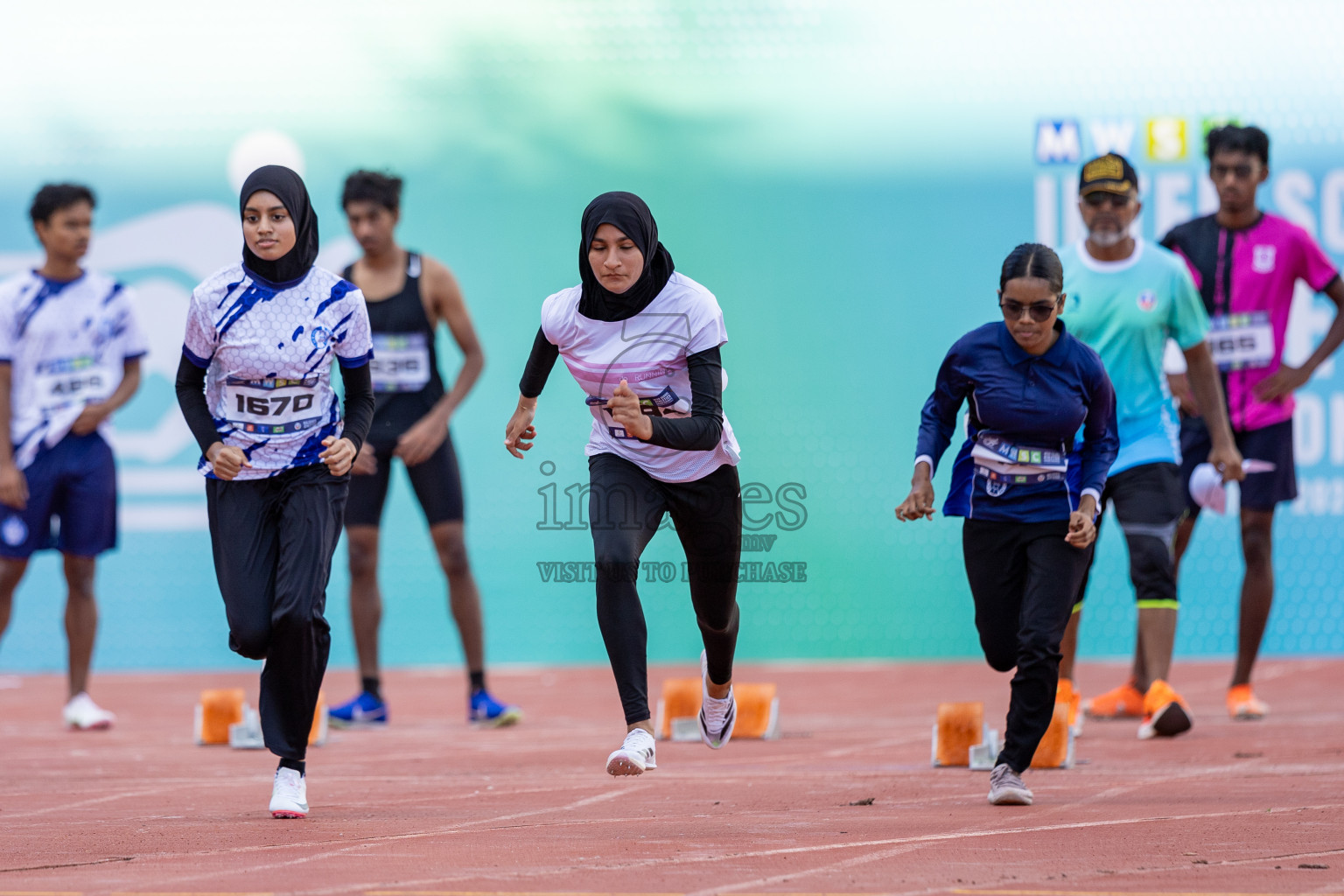 Day 1 of MWSC Interschool Athletics Championships 2024 held in Hulhumale Running Track, Hulhumale, Maldives on Saturday, 9th November 2024. Photos by: Ismail Thoriq / Images.mv