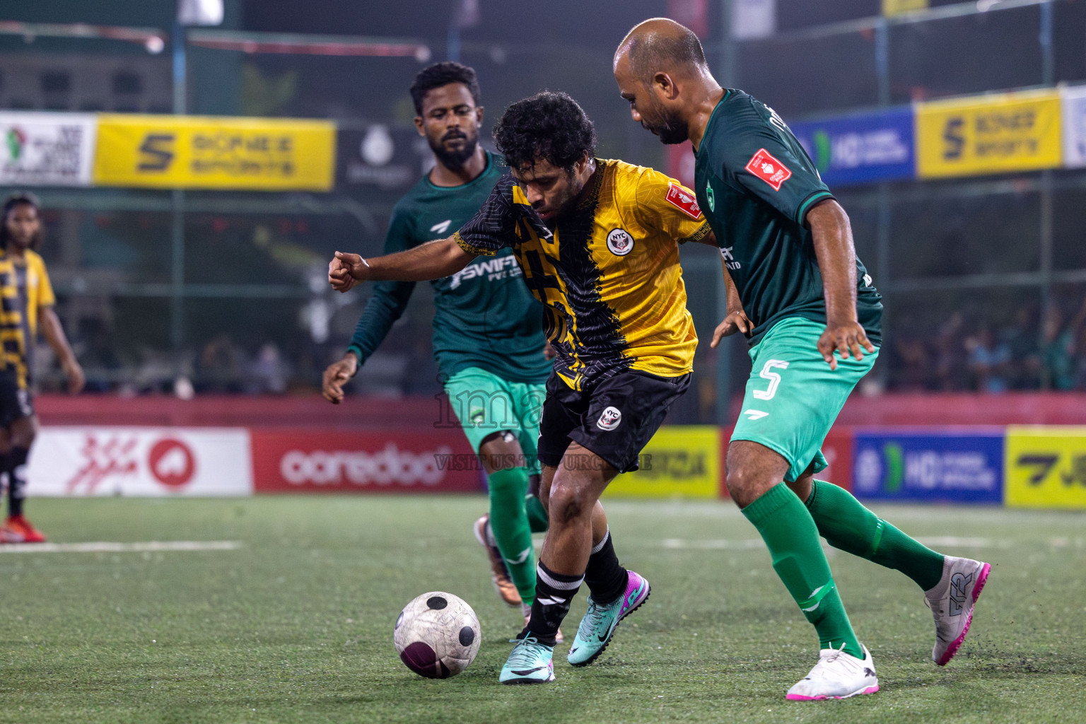 M. Naalaafushi vs M. Maduvvari in Day 28 of Golden Futsal Challenge 2024 was held on Sunday , 11th February 2024 in Hulhumale', Maldives Photos: Mohamed Mahfooz Moosa / images.mv