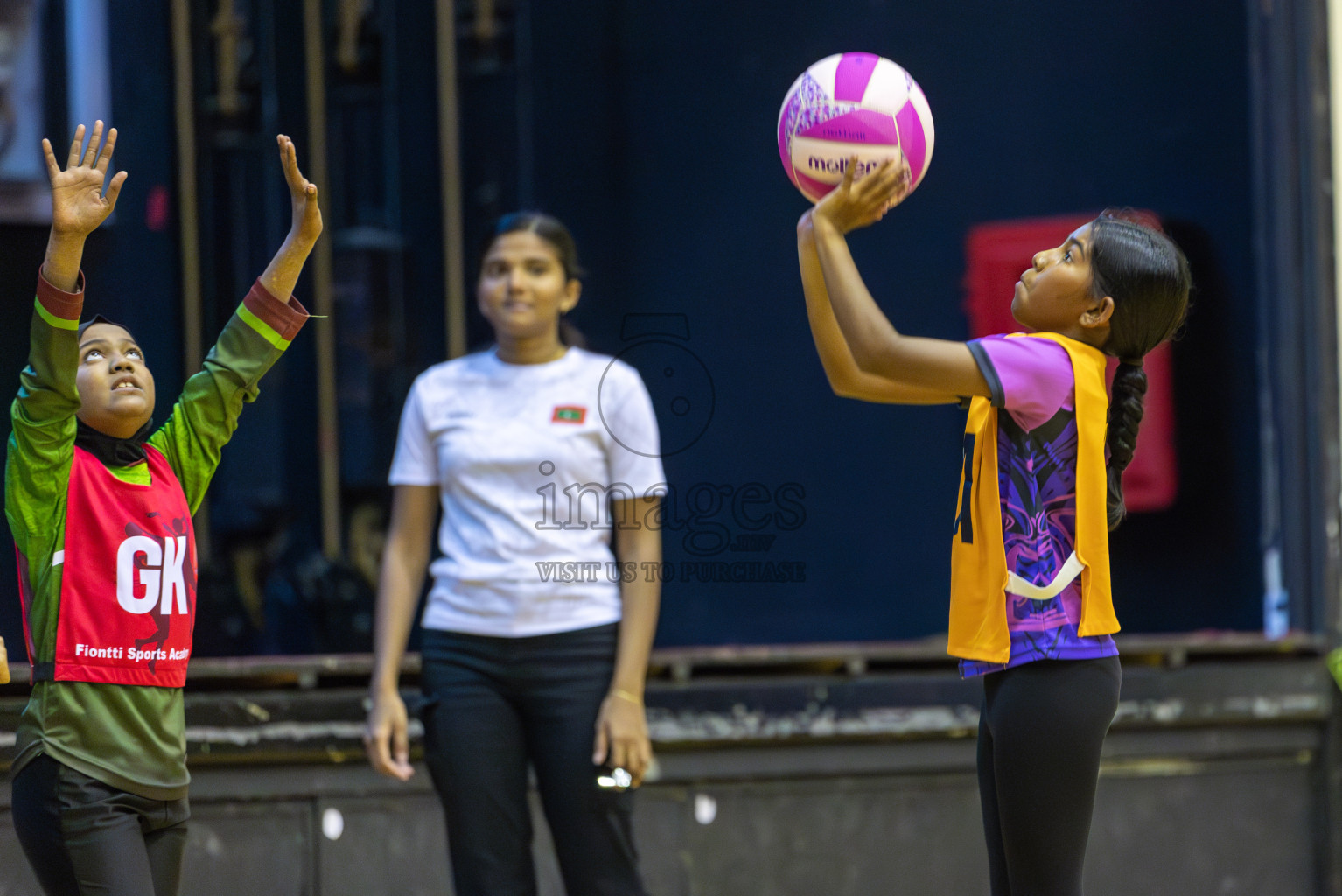 Fionti SA vs N sports in Day 3 of 3rd Netball Junior Championship, held at Social Center on Wednesday 22nd January 2025 . Photos: Shuu Abdul Sattar / images.mv