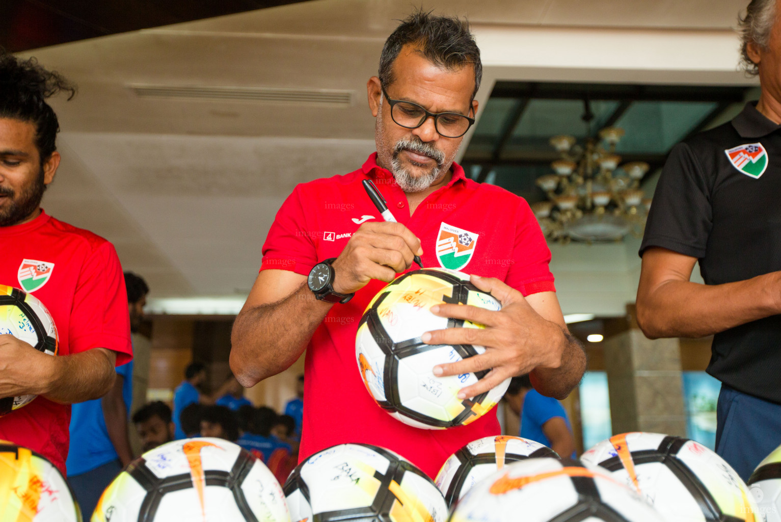 Jersey, balls signing and team photos SAFF Suzuki Cup 2018 in Dhaka, Bangladesh, Thursday, September 06, 2018. (Images.mv Photo/ Hussain Sinan)