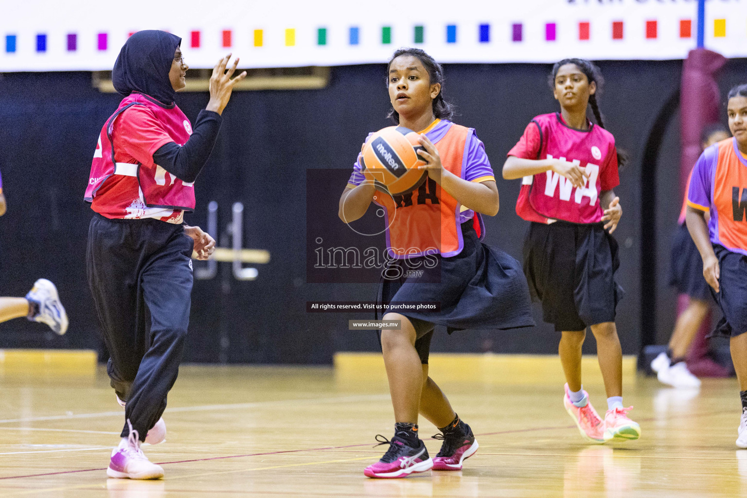 Day 11 of 24th Interschool Netball Tournament 2023 was held in Social Center, Male', Maldives on 6th November 2023. Photos: Nausham Waheed / images.mv