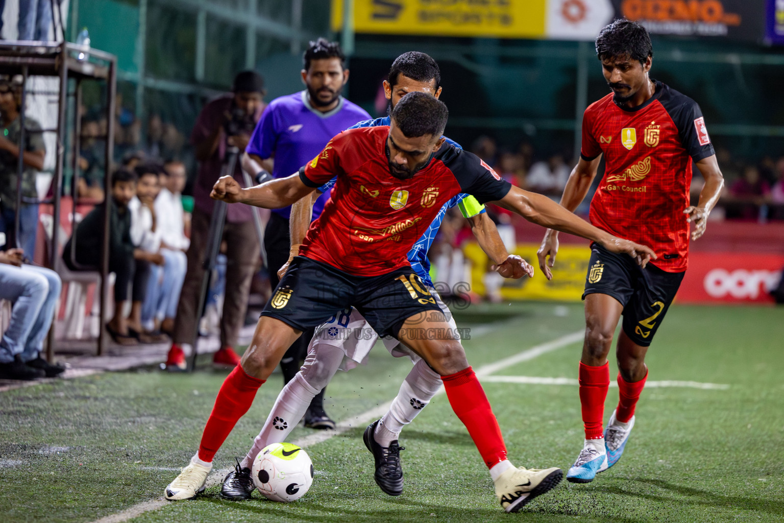 L. Gan VS HDh. Naivaadhoo in Round of 16 on Day 40 of Golden Futsal Challenge 2024 which was held on Tuesday, 27th February 2024, in Hulhumale', Maldives Photos: Hassan Simah / images.mv