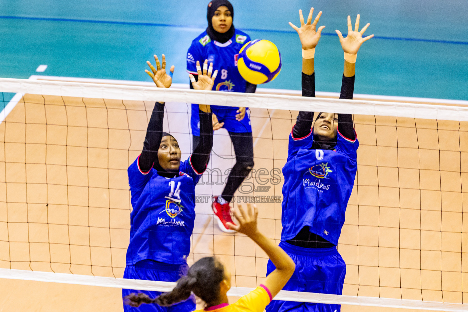 Maldives vs Sri Lanka in Day 2 of CAVA U20 Woman's Volleyball Championship 2024 was held in Social Center, Male', Maldives on 19th July 2024. Photos: Nausham Waheed / images.mv