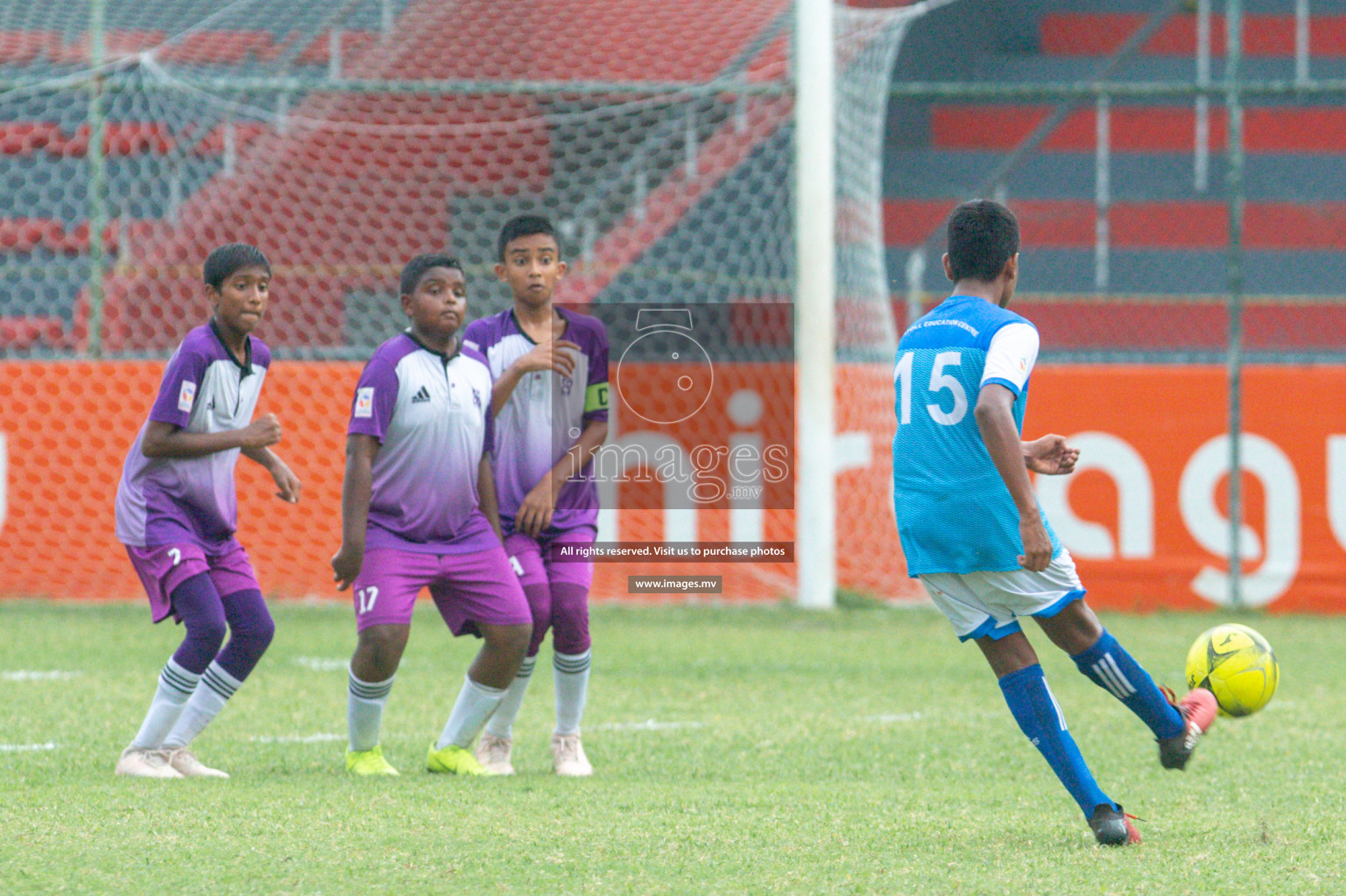 Hiriya School vs LH.EDU.CENTRE in MAMEN Inter School Football Tournament 2019 (U13) in Male, Maldives on 19th April 2019 Photos: Hassan Simah/images.mv