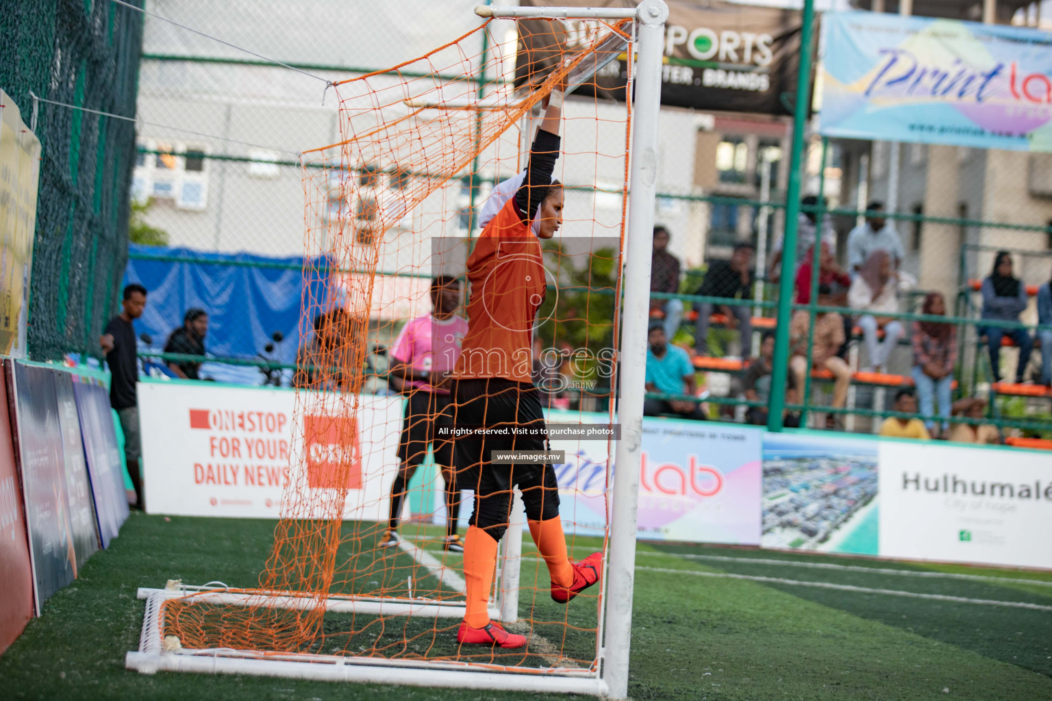 Maldives Ports Limited vs Dhivehi Sifainge Club in the semi finals of 18/30 Women's Futsal Fiesta 2019 on 27th April 2019, held in Hulhumale Photos: Hassan Simah / images.mv