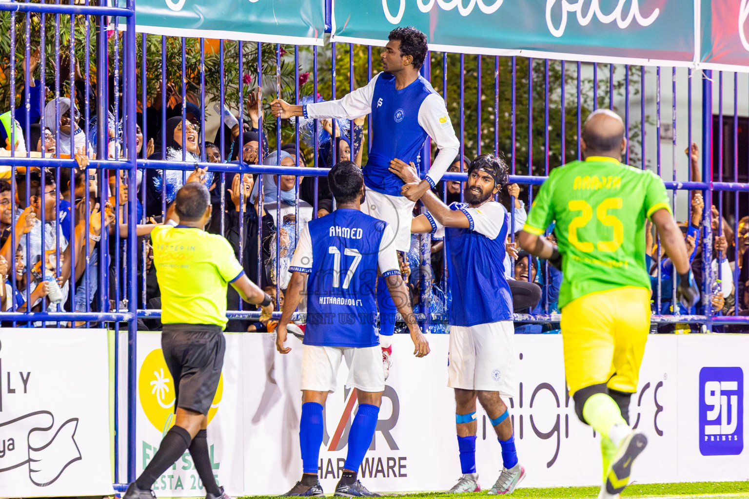Goidhoo vs Hithaadhoo in Semi Finals of Better in Baa Futsal Fiesta 2025 Men's division held in B. Eydhafushi, Maldives on Saturday, 15th November 2025. Photos: Nausham Waheed / images.mv
