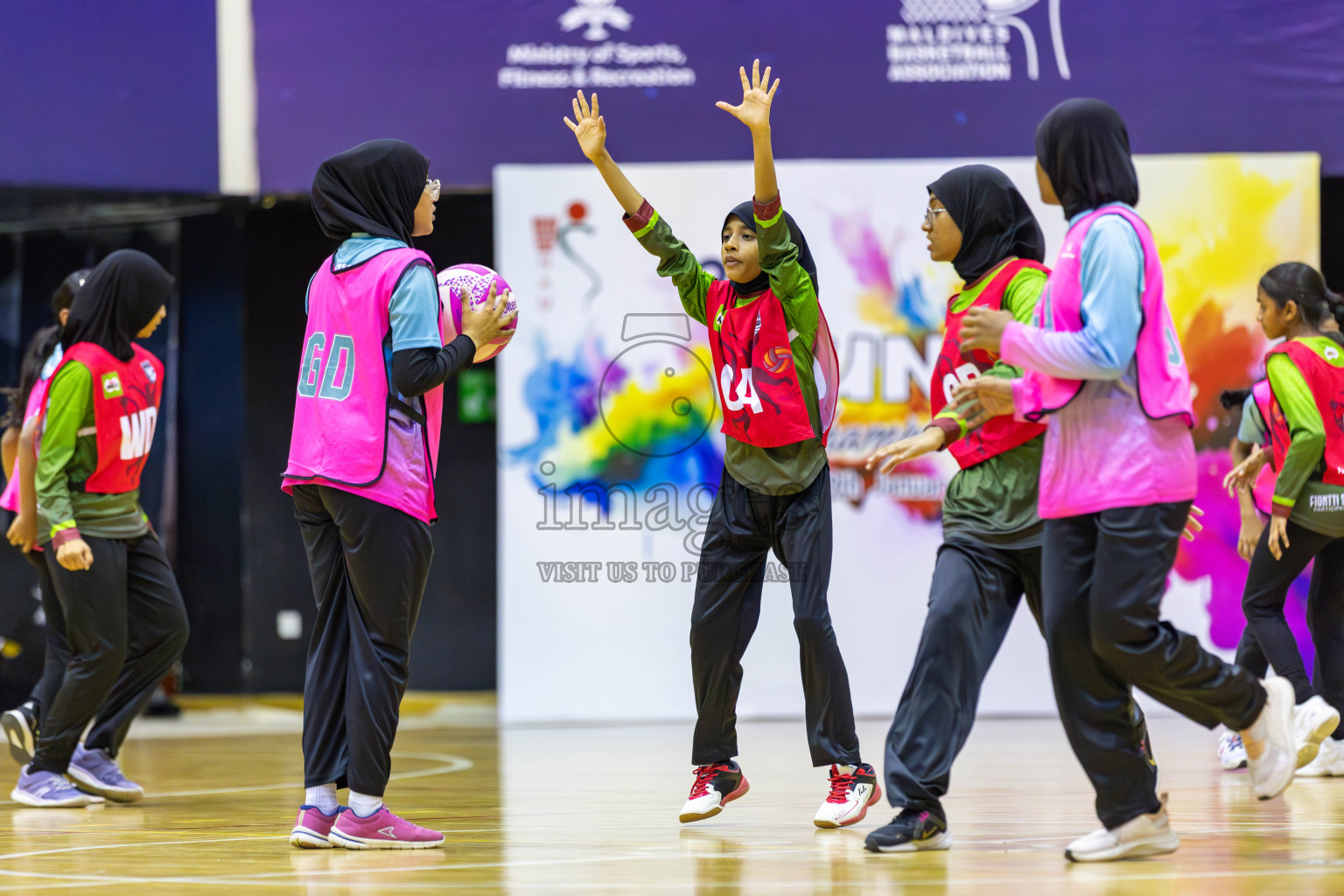 Fionti A Team vs Netkids B in Day 3 of 3rd Netball Junior Championship, held at Social Center on Wednesday 22nd January 2025 . Photos: Shuu Abdul Sattar / images.mv