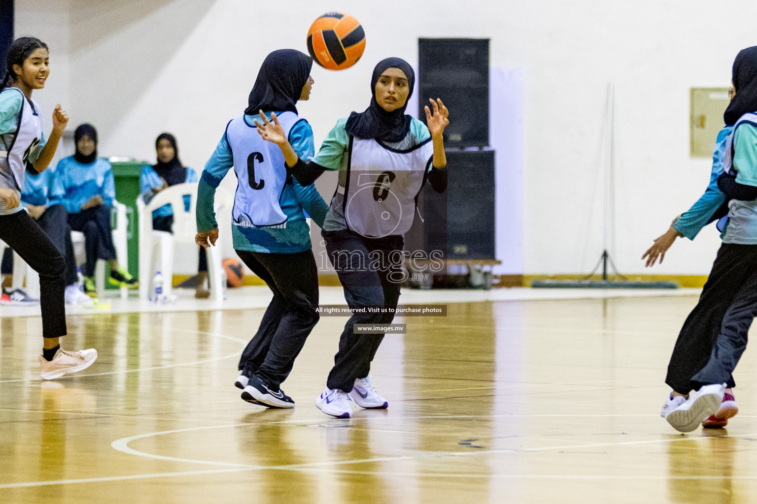 Day 9 of 24th Interschool Netball Tournament 2023 was held in Social Center, Male', Maldives on 4th November 2023. Photos: Hassan Simah / images.mv