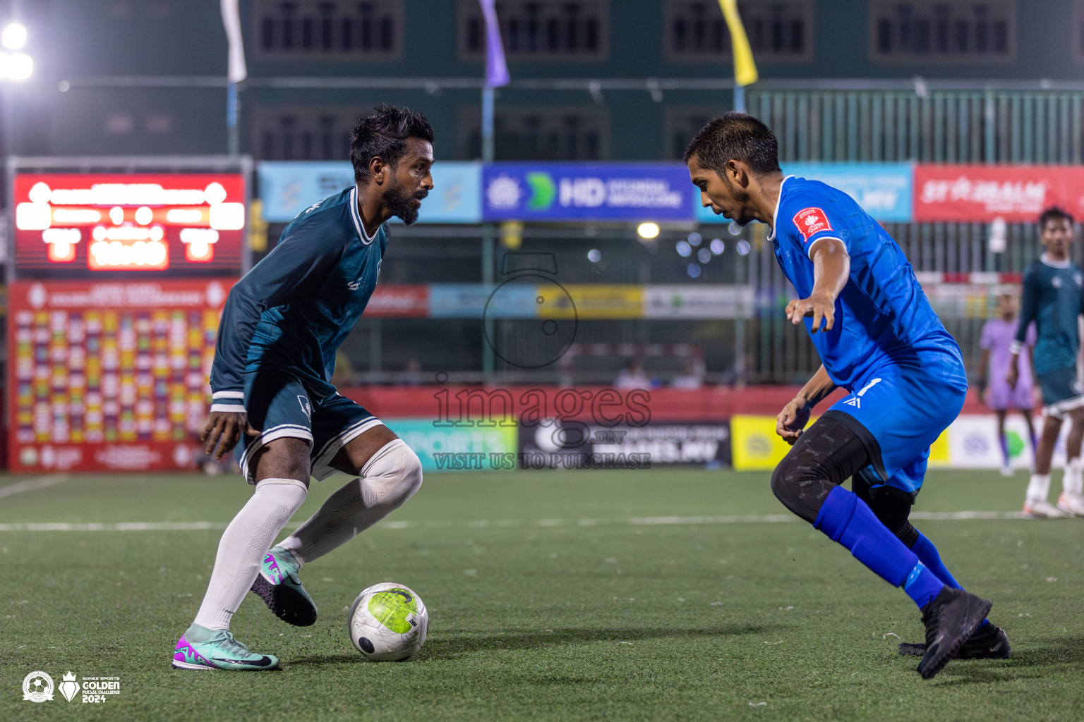 R Dhuvaafaru vs R Alifushi in Day 18 of Golden Futsal Challenge 2024 was held on Thursday, 1st February 2024, in Hulhumale', Maldives Photos: Mohamed Mahfooz Moosa, / images.mv