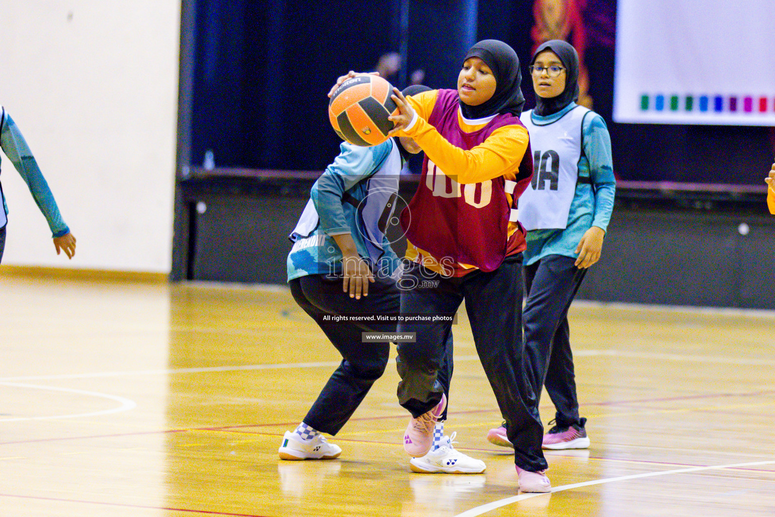 Day 9 of 24th Interschool Netball Tournament 2023 was held in Social Center, Male', Maldives on 4th November 2023. Photos: Hassan Simah / images.mv