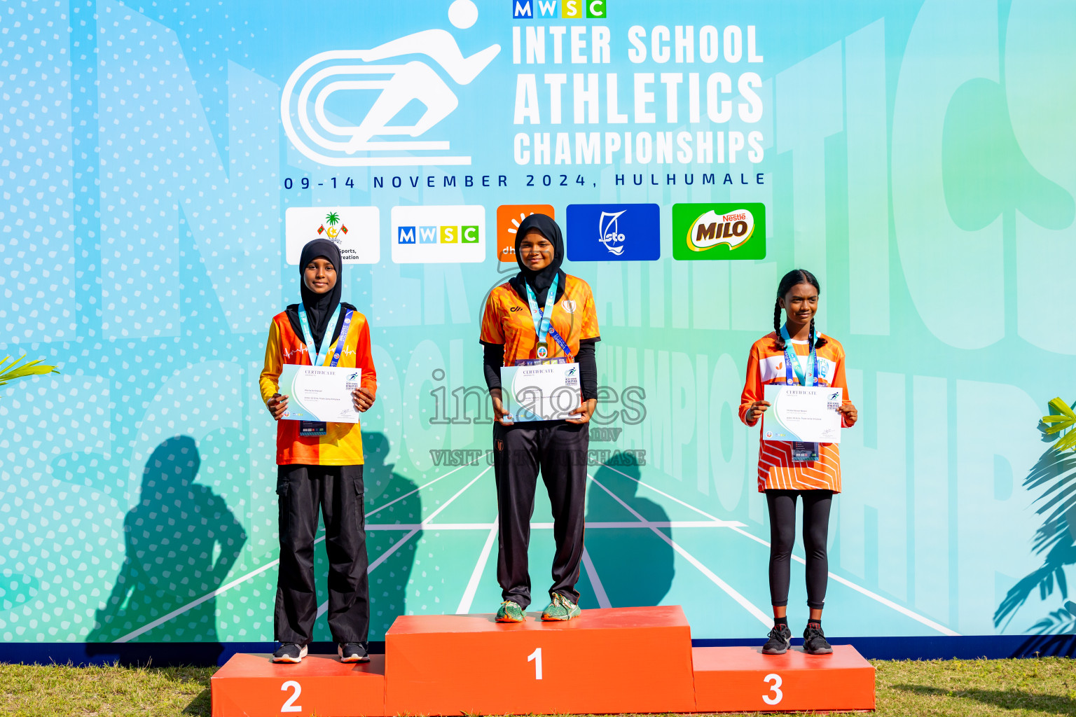 Day 3 of MWSC Interschool Athletics Championships 2024 held in Hulhumale Running Track, Hulhumale, Maldives on Monday, 11th November 2024. Photos by: Nausham Waheed / Images.mv