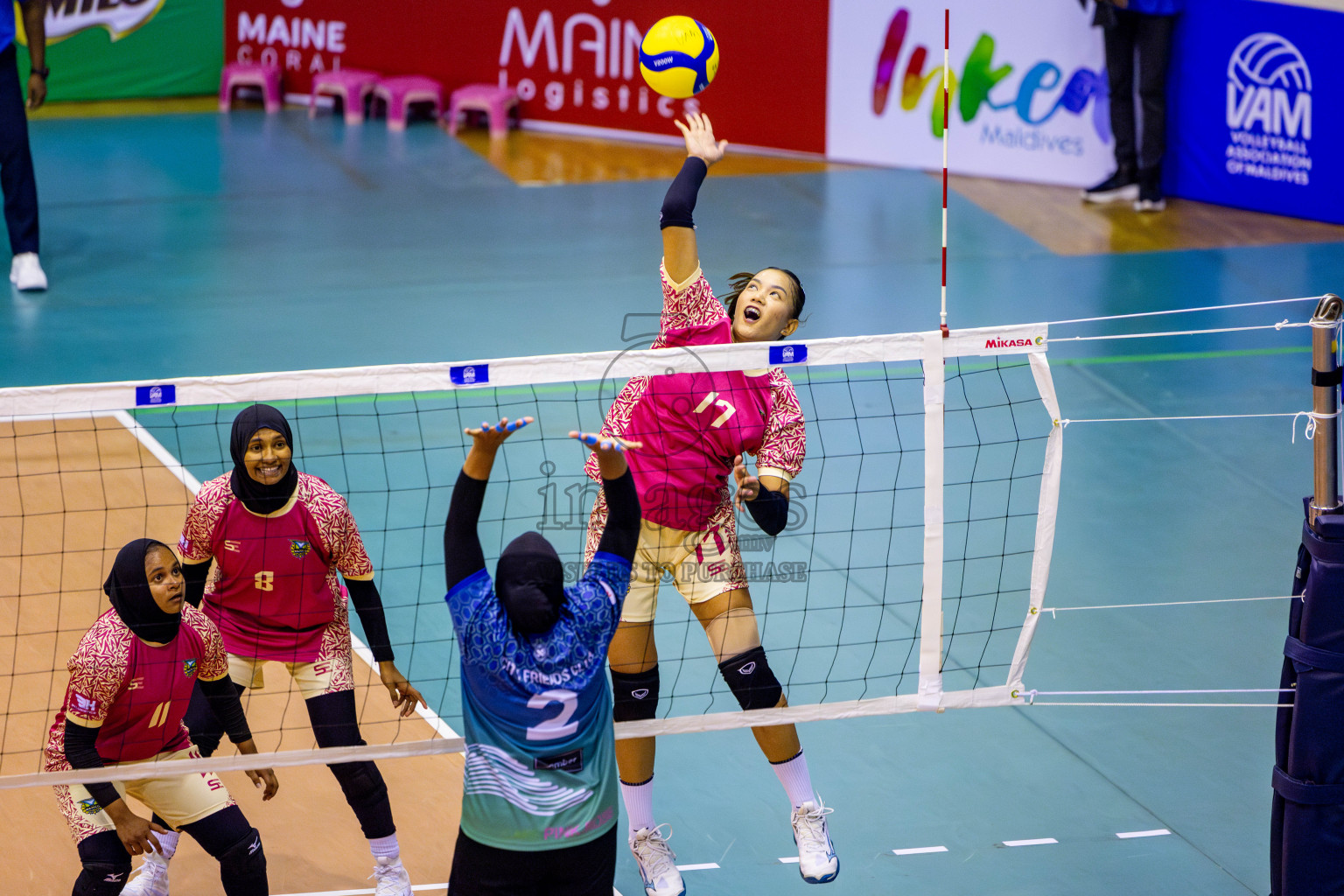 Club WAMCO vs City Friends Club in Day 6 of Women's Division of VAM Cup 2025 held in Male', Maldives on Monday, 14th April 2025 at Social Center Indoor Hall Photos By: Nausham Waheed / images.mv