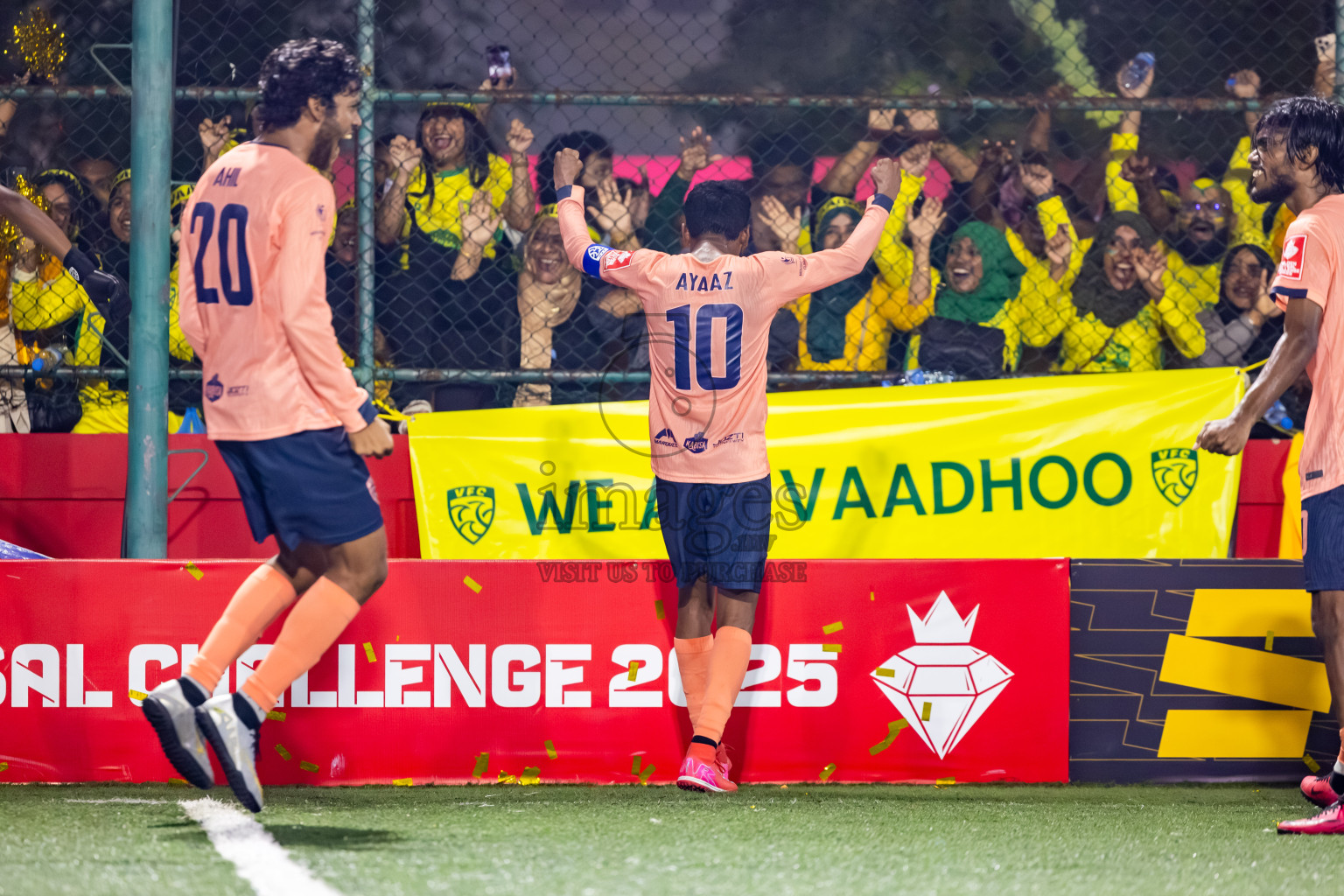 GDh Vaadhoo vs GDh Gadhdhoo in Gaafu Dhaal Atoll Final in Day 24 of Golden Futsal Challenge 2025 was held on Tuesday , 28th January 2025, in Hulhumale', Maldives. Photos: Nausham Waheed / images.mv