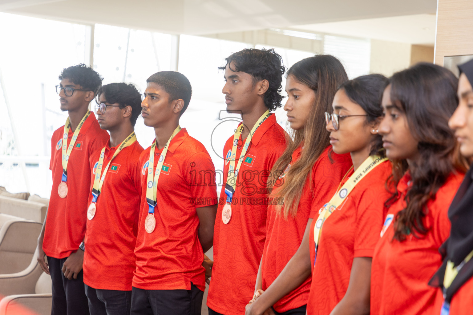 Arrival of Junior athletics team after 4th South Asian Junior Athletics Championship. Both Junior Men and Women's team won Bronze from 4x100m Relay event. 
Photos: Ismail Thoriq / images.mv