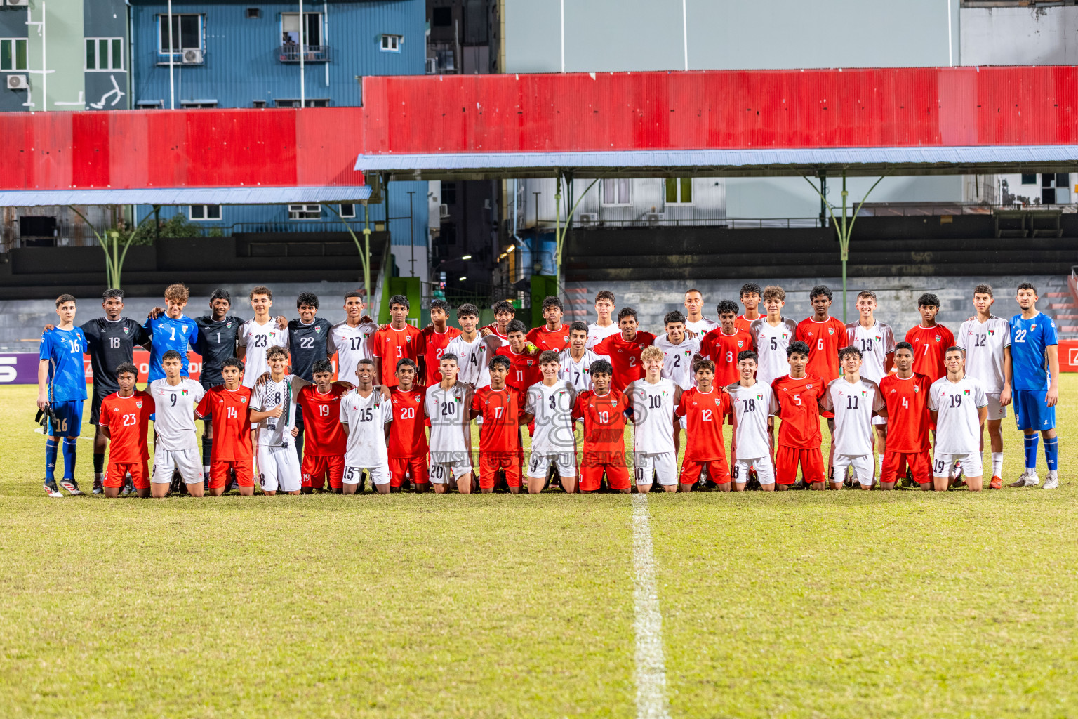 Maldives vs Palestine in the second under 17 friendly held in National Football Stadium, Male', Maldives on Saturday, 15 November 2025. 
Photos: Mohamed Mahfooz Moosa / Images.mv