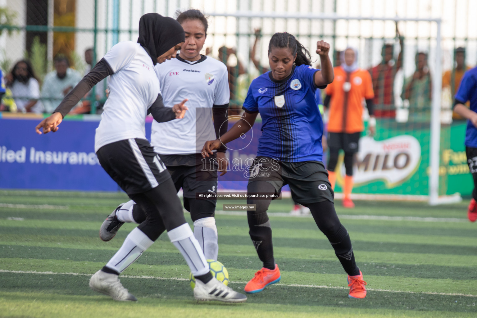 Maldives Ports Limited vs Dhivehi Sifainge Club in the semi finals of 18/30 Women's Futsal Fiesta 2019 on 27th April 2019, held in Hulhumale Photos: Hassan Simah / images.mv