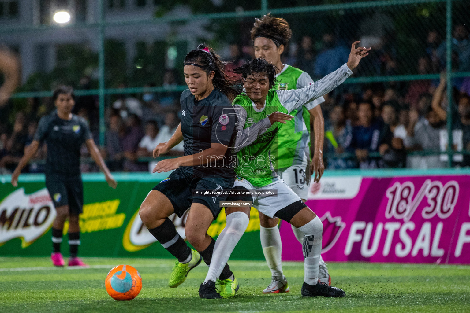 Club WAMCO vs DSC in the Semi Finals of 18/30 Women's Futsal Fiesta 2021 held in Hulhumale, Maldives on 14th December 2021. Photos: Ismail Thoriq / images.mv