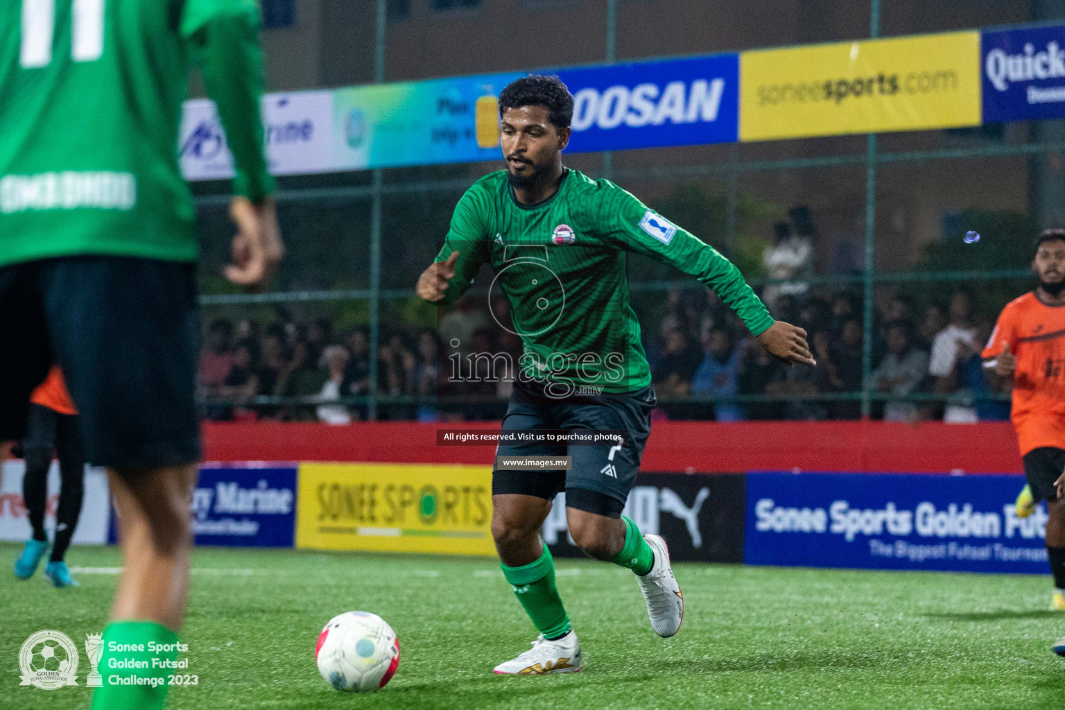 Th. Hirilandhoo vs Th. Omadhoo in Day 4 of Golden Futsal Challenge 2023 on 08 February 2023 in Hulhumale, Male, Maldives