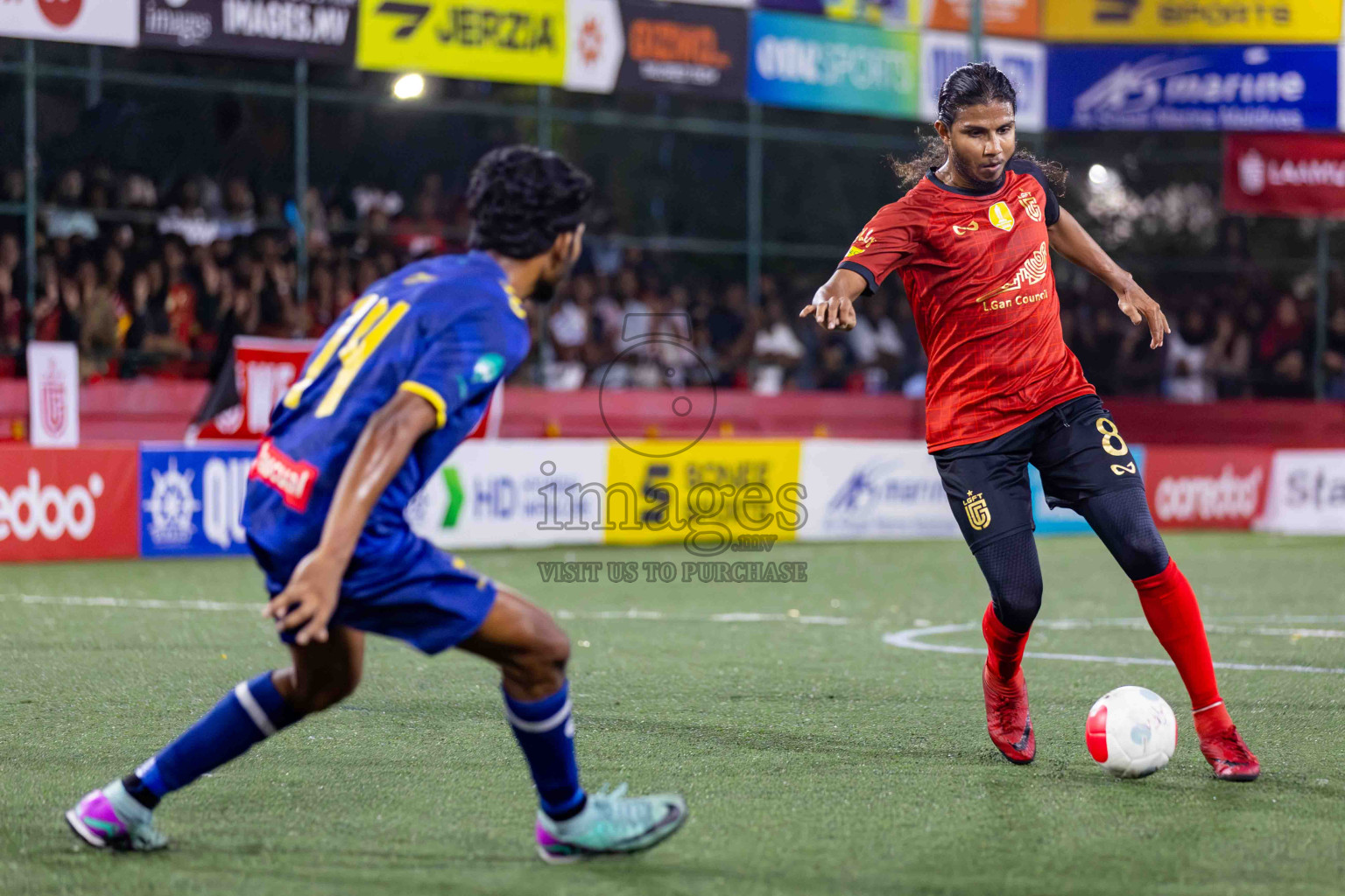 L. Gan VS B. Eydhafushi in the Finals of Golden Futsal Challenge 2024 which was held on Thursday, 7th March 2024, in Hulhumale', Maldives. 
Photos: Hassan Simah / images.mv