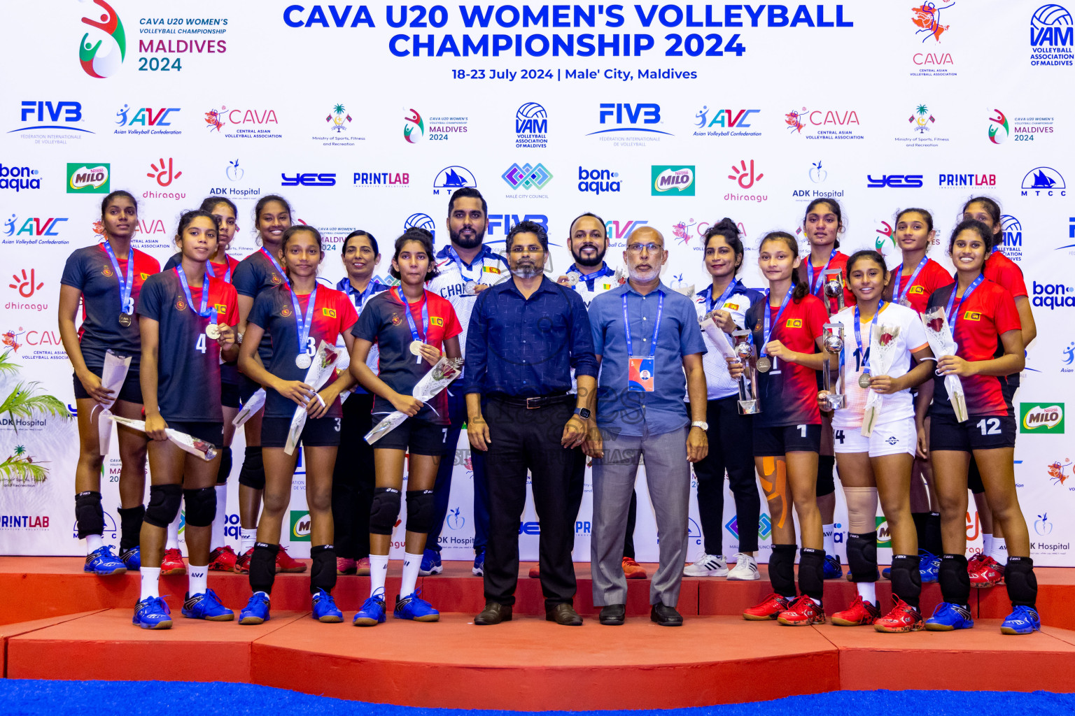 Kyrgyzstan vs Sri Lanka in Final of CAVA U20 Woman's Volleyball Championship 2024 was held in Social Center, Male', Maldives on 23rd July 2024. Photos: Nausham Waheed / images.mv