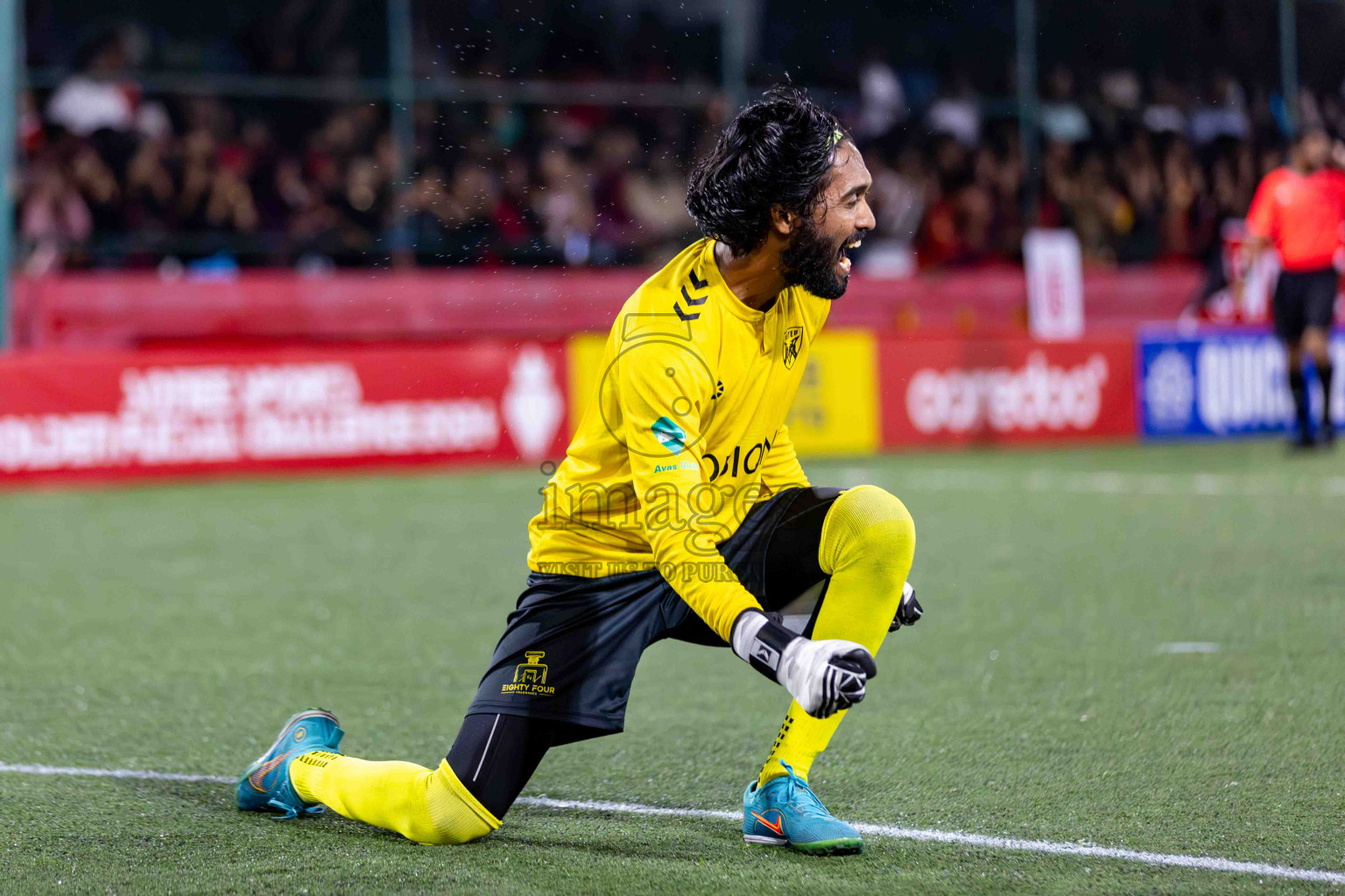 L. Gan VS B. Eydhafushi in the Finals of Golden Futsal Challenge 2024 which was held on Thursday, 7th March 2024, in Hulhumale', Maldives. 
Photos: Hassan Simah / images.mv