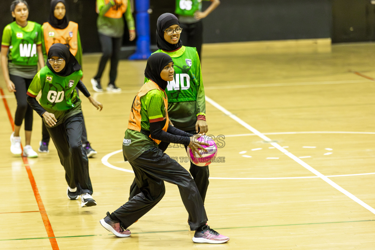 FIONTI A team vs Fionti SC in Day 5 of 3rd Netball Junior Championship, held at Social Center on Thursday 23rd January 2025 . Photos: Shuu Abdul Sattar / images.mv