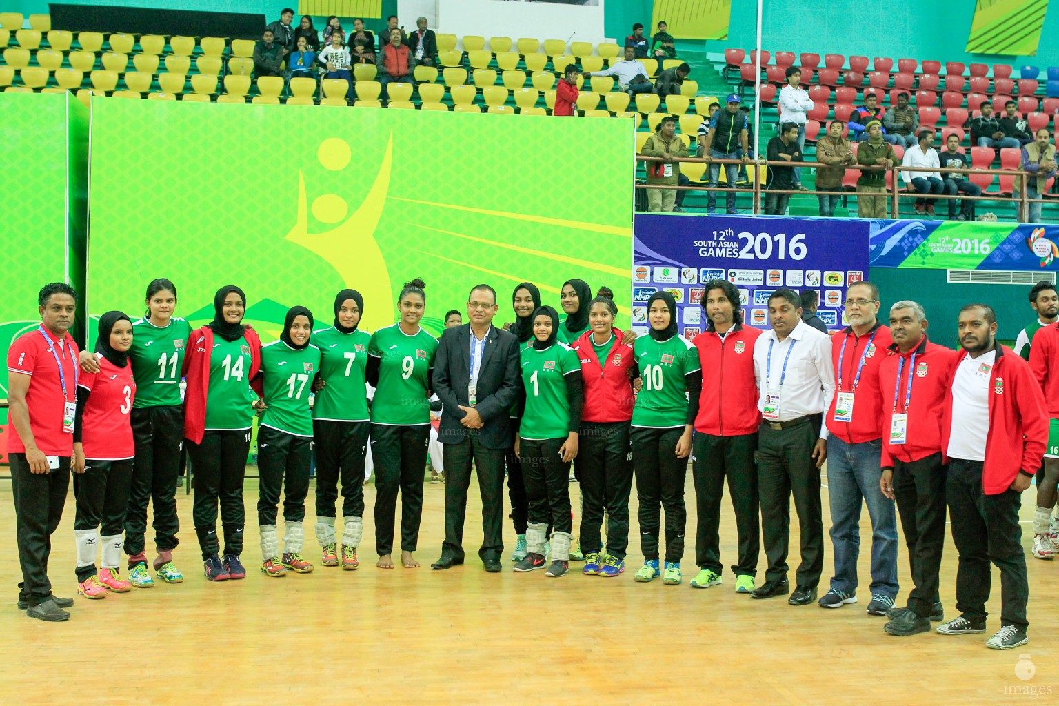 Maldives Volleyball women's team played against Pakistan in group stage matches of South Asian Games in Guwahati, India, Saturday, February. 06, 2016.   (Images.mv Photo/ Hussain Sinan).