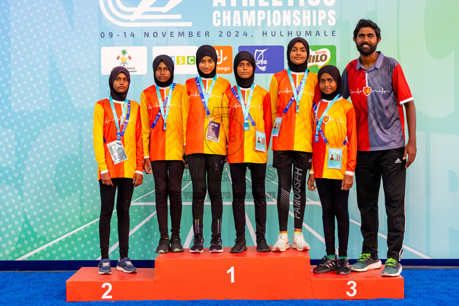 Day 6 of MWSC Interschool Athletics Championships 2024 held in Hulhumale Running Track, Hulhumale, Maldives on Thursday, 14th November 2024. Photos by: Nausham Waheed / Images.mv